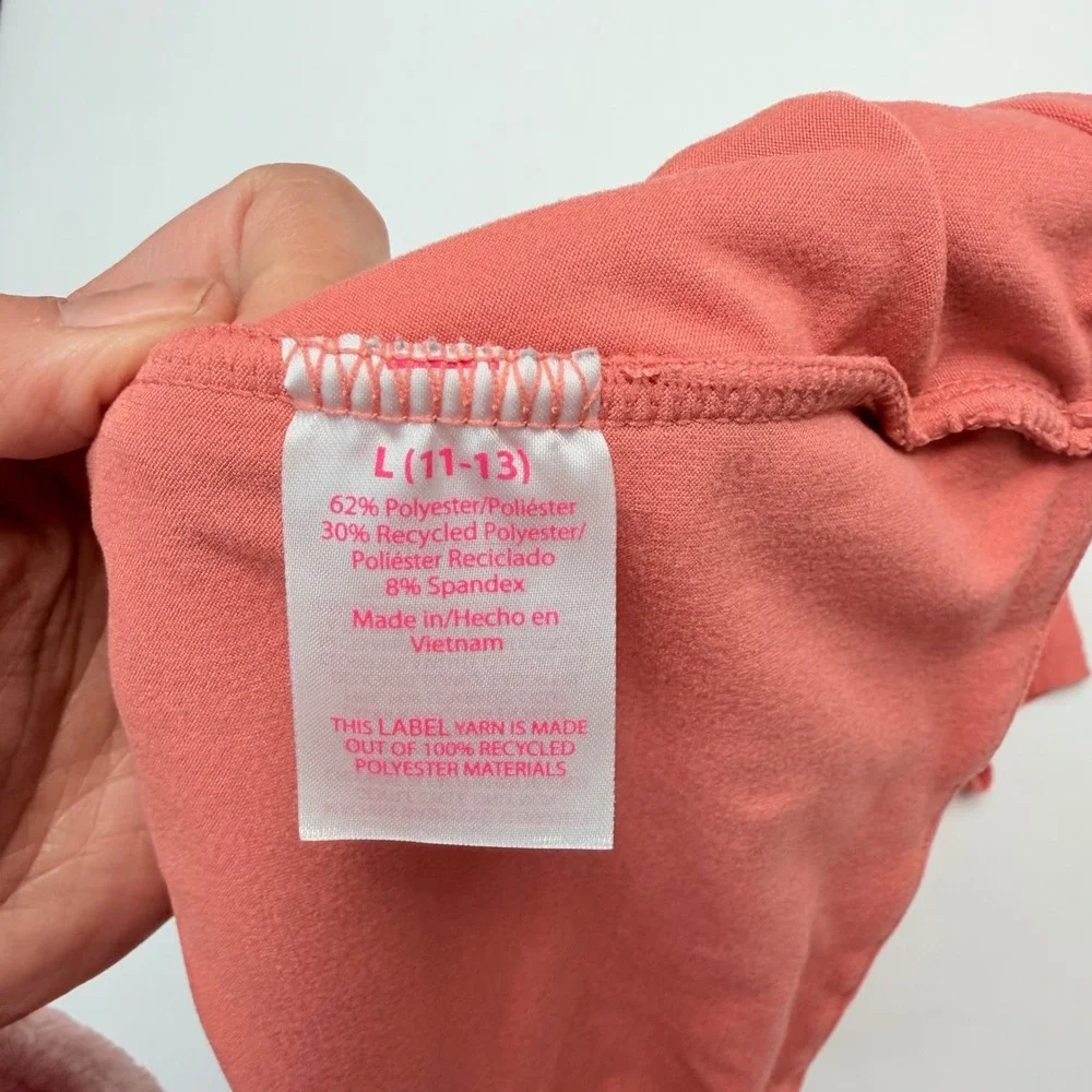 Coral Peach V-Neck T-Shirt Midi Dress Large Casual Comfy Stretch Spring - Picture 4 of 6
